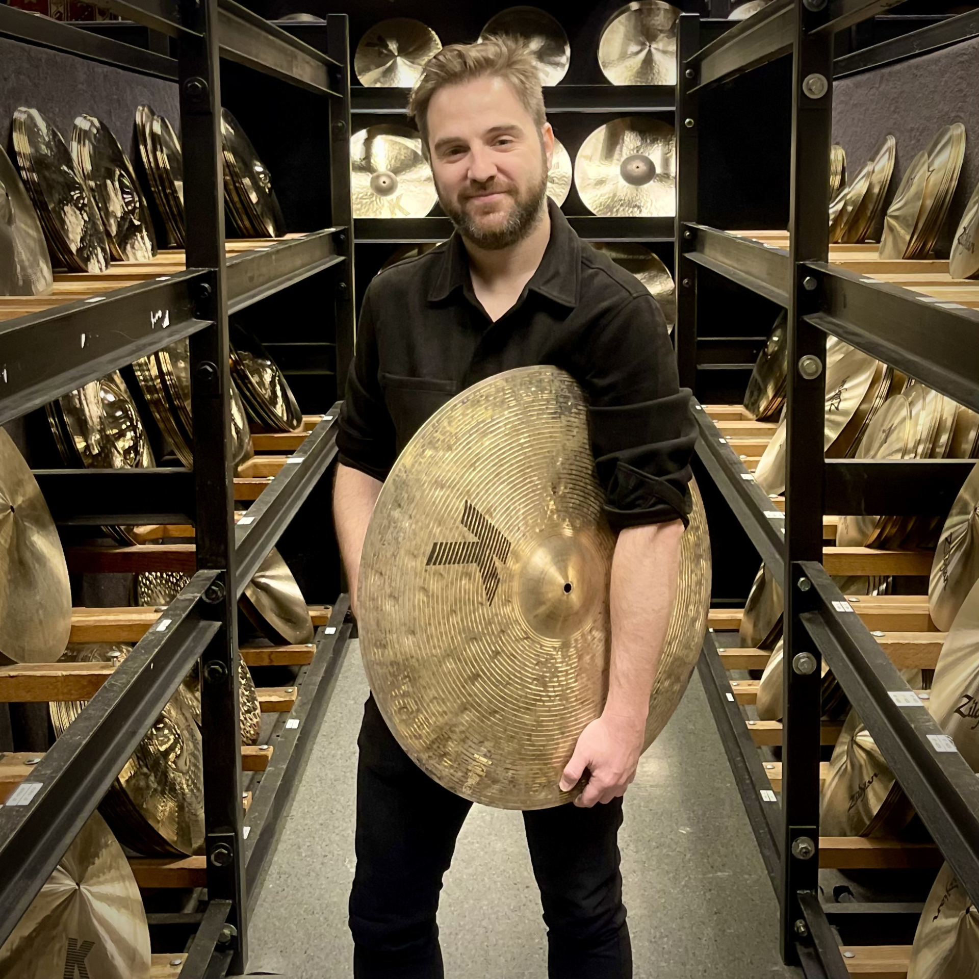 Gonzalo at Zildjian with a K cymbal